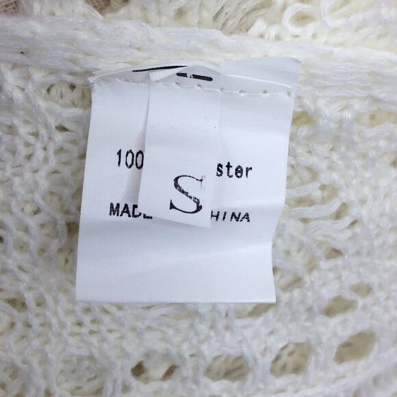 Womens Poncho Swim Cover Up Size Small Ivory Open Crochet Knit Sweater - Picture 8 of 8